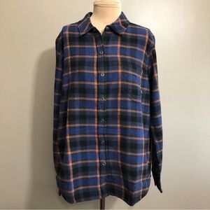 PrAna Shacket Shirt Womens Medium Golden Canyon Flannel Sapphire Blue Plaid NWT